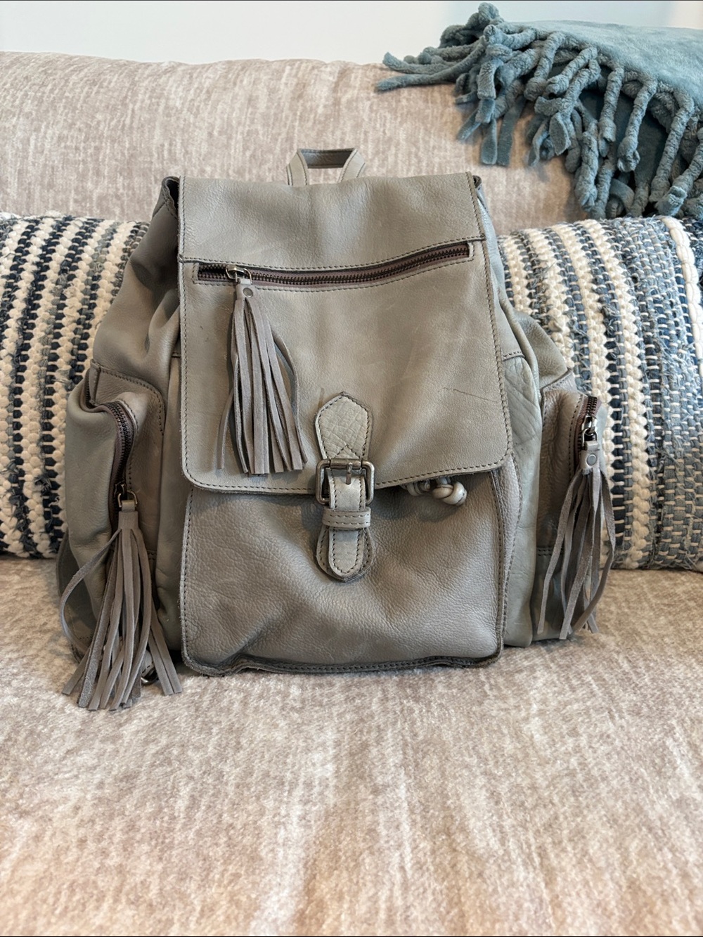 Cut & Paste grey leather backpack